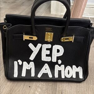 Black Leather Tote Bag